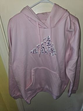Adidas Women’s Pink Floral Logo Hoodie Sweater